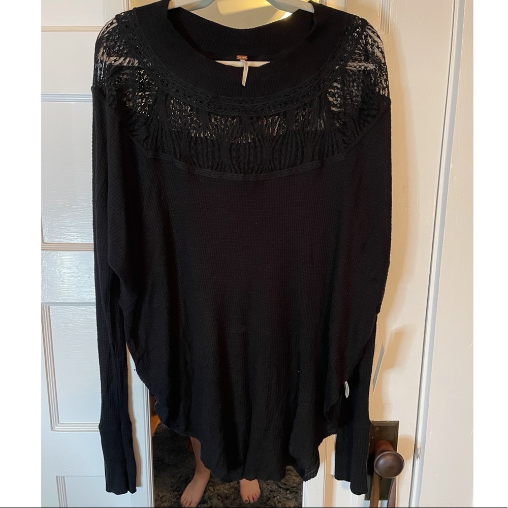 Black long sleeve Free People shirt. New with tags